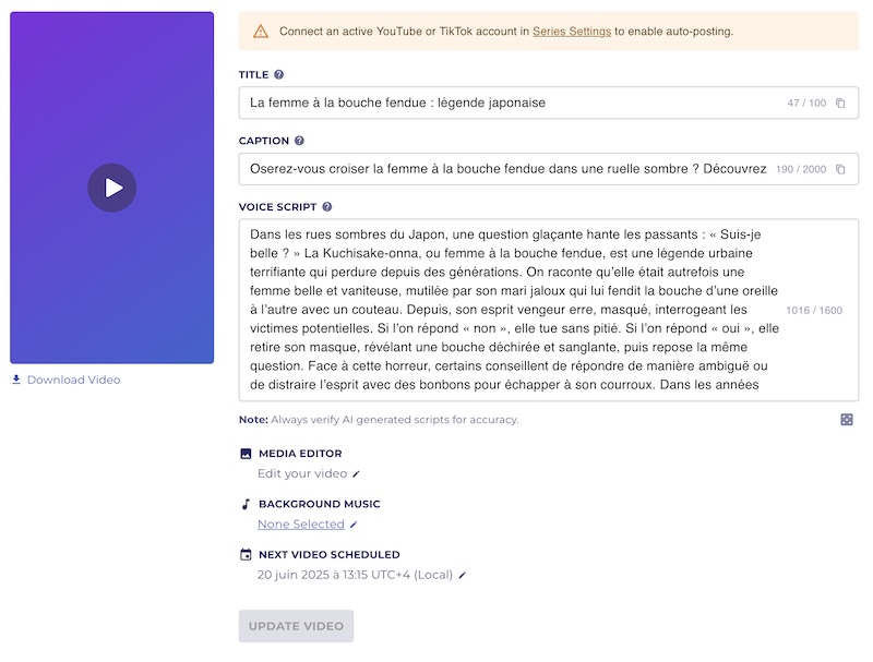 modifier video autoshorts ai avant publication