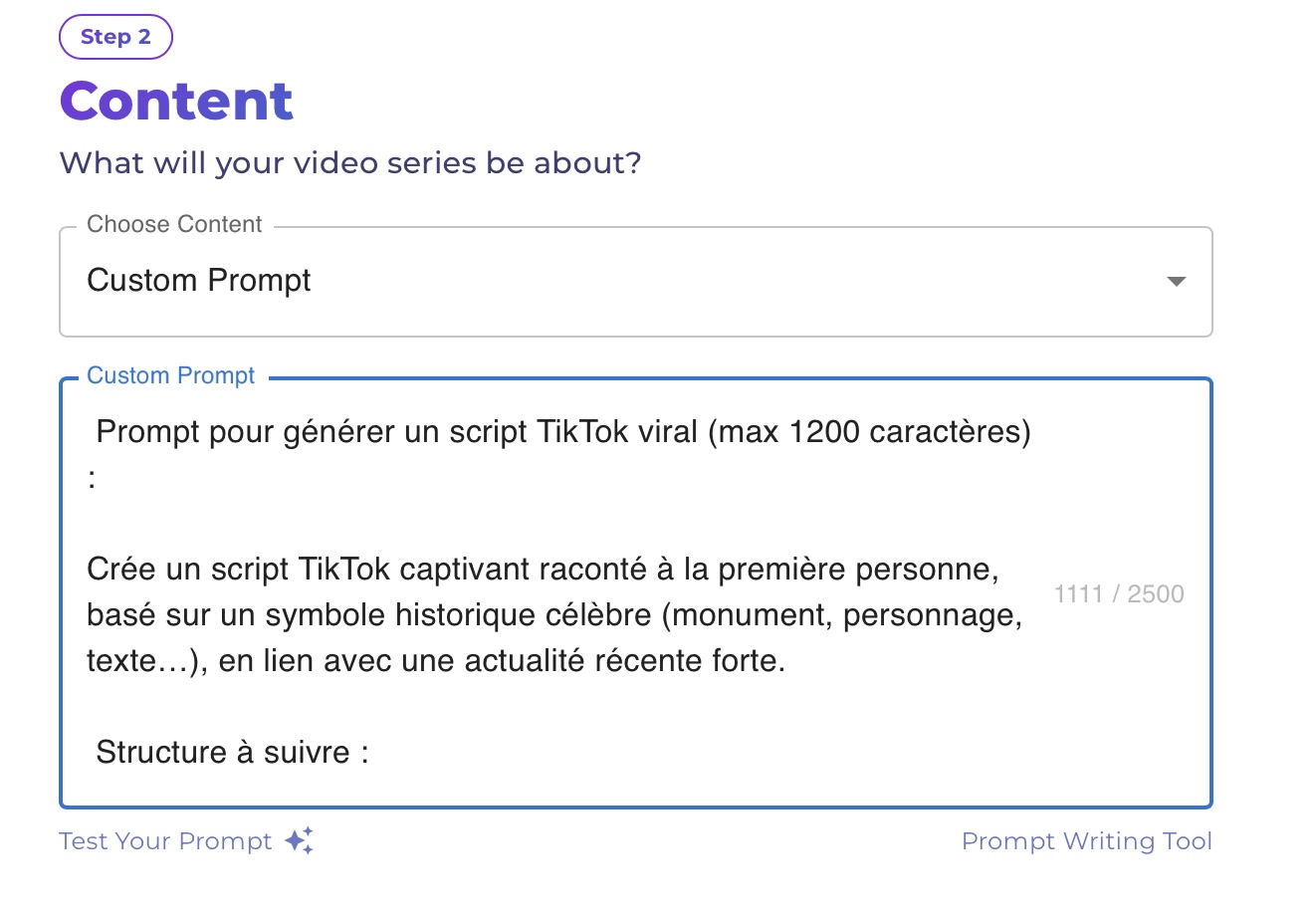 prompt pour generer video tiktok viral